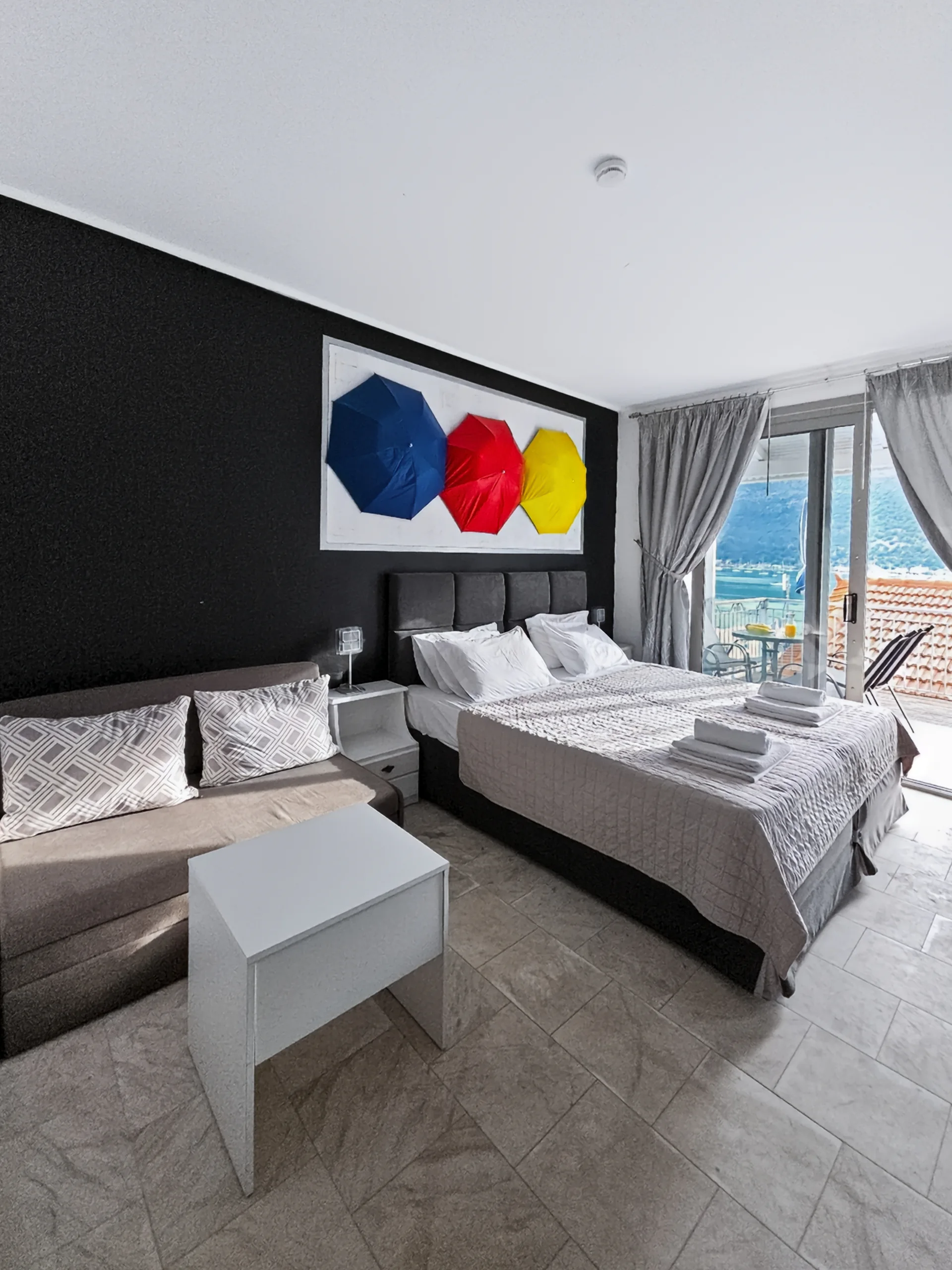 Studio 15: open-plan sleeping and living area at Chakalaka Resort