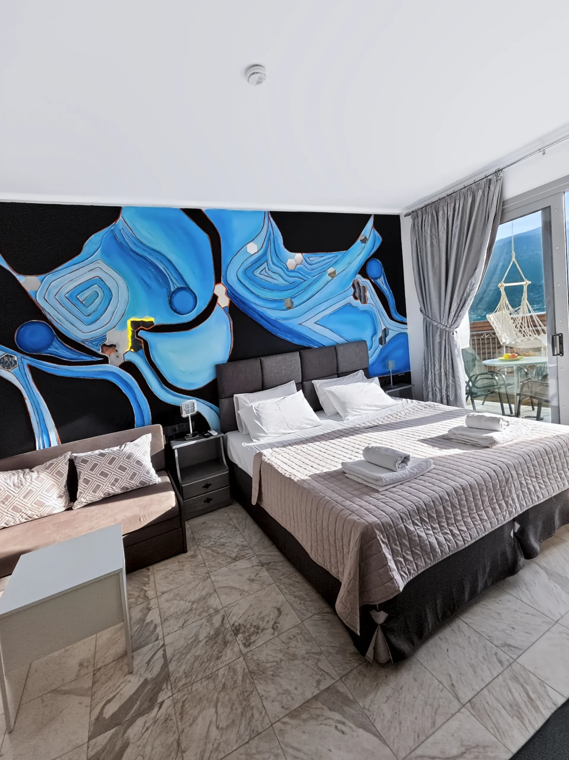 Studio 20: open-plan sleeping and living area at Chakalaka Resort